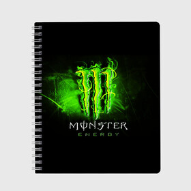 Тетрадь с принтом MONSTER ENERGY NEON | НЕОН в Санкт-Петербурге, 100% бумага | 48 листов, плотность листов — 60 г/м2, плотность картонной обложки — 250 г/м2. Листы скреплены сбоку удобной пружинной спиралью. Уголки страниц и обложки скругленные. Цвет линий — светло-серый
 | monster | monster energy | монстер | монстер енерджи | монстер енэрджи | монстер энерджи | неон | энергетик | энергетический напиток