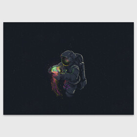 Поздравительная открытка с принтом Космическая медуза в Санкт-Петербурге, 100% бумага | плотность бумаги 280 г/м2, матовая, на обратной стороне линовка и место для марки
 | space | галактика | иллюстрация | космонавт | медуза