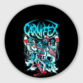 Коврик для мышки круглый с принтом Carnifex в Санкт-Петербурге, резина и полиэстер | круглая форма, изображение наносится на всю лицевую часть | carnifex | die without hope | graveside confessions | world war x | группы | дэткор | карнифекс | музыка | рок