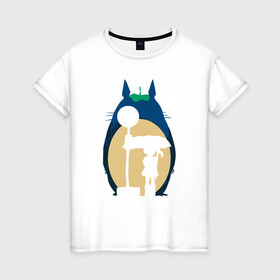Женская футболка хлопок с принтом Street Totoro в Санкт-Петербурге, 100% хлопок | прямой крой, круглый вырез горловины, длина до линии бедер, слегка спущенное плечо | ghibli | japan | nature | neigbor | neighbour | totoro | анимация | аниме | гибли | друг | животные | лес | милый | мир | миядзаки | мой сосед тоторо | мульт | мультфильм | природа | сосед | тоторо | хаяо | хранитель | япония