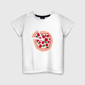 Детская футболка хлопок с принтом пицца и ломтик в Санкт-Петербурге, 100% хлопок | круглый вырез горловины, полуприлегающий силуэт, длина до линии бедер | быстро | вкусно | еда | италия | кухня | пицца | тесто