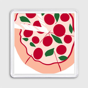 Магнит 55*55 с принтом пицца и ломтик в Санкт-Петербурге, Пластик | Размер: 65*65 мм; Размер печати: 55*55 мм | быстро | вкусно | еда | италия | кухня | пицца | тесто