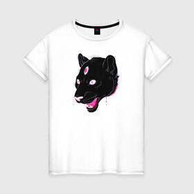 Женская футболка хлопок с принтом Магическая Пантера в Санкт-Петербурге, 100% хлопок | прямой крой, круглый вырез горловины, длина до линии бедер, слегка спущенное плечо | большая кошка | пантера | пантера арт | черная пантера