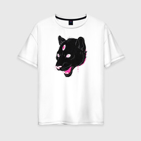 Женская футболка хлопок Oversize с принтом Магическая Пантера в Санкт-Петербурге, 100% хлопок | свободный крой, круглый ворот, спущенный рукав, длина до линии бедер
 | большая кошка | пантера | пантера арт | черная пантера