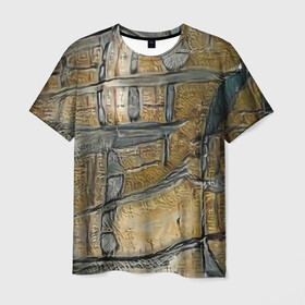 Мужская футболка 3D с принтом Современное искусство в Санкт-Петербурге, 100% полиэфир | прямой крой, круглый вырез горловины, длина до линии бедер | абстрактный | абстракция | бежевый | картина | рисунок | светлый | серый | тренд