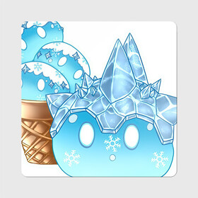 Магнит виниловый Квадрат с принтом Мороженко-слайм в Санкт-Петербурге, полимерный материал с магнитным слоем | размер 9*9 см, закругленные углы | Тематика изображения на принте: арт | вафельный стаканчик | крио | лёд | мороженное | рисунок | слайм | слаймы
