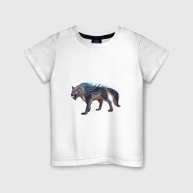 Детская футболка хлопок с принтом Северный волк в Санкт-Петербурге, 100% хлопок | круглый вырез горловины, полуприлегающий силуэт, длина до линии бедер | арт | божество | животное божество | лёд | рисунок | север | фантастический зверь | фантастическое животное | холод