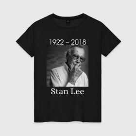 Женская футболка хлопок с принтом Stan Lee в Санкт-Петербурге, 100% хлопок | прямой крой, круглый вырез горловины, длина до линии бедер, слегка спущенное плечо | stan lee | актёр | писатель | продюсер | редактор | стэн ли | сценарист | телеведущий