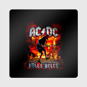 Магнит виниловый Квадрат с принтом AC/DC HELLS BELLS в Санкт-Петербурге, полимерный материал с магнитным слоем | размер 9*9 см, закругленные углы | ac dc | acdc | acdc ас дс | angus | back in black | highway to hell | mckinnon | you | австралийская | ангус янг | ас дс | асдс | блюз | в форме | гитара | группа | крис слэйд | метал | молния | музыка | певец | рок | рок н ролл | стиви янг