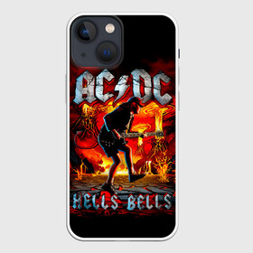 Чехол для iPhone 13 mini с принтом AC DC HELLS BELLS в Санкт-Петербурге,  |  | ac dc | acdc | acdc ас дс | angus | back in black | highway to hell | mckinnon | you | австралийская | ангус янг | ас дс | асдс | блюз | в форме | гитара | группа | крис слэйд | метал | молния | музыка | певец | рок | рок н ролл | стиви янг