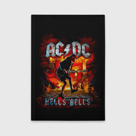 Обложка для автодокументов с принтом AC/DC HELLS BELLS в Санкт-Петербурге, натуральная кожа |  размер 19,9*13 см; внутри 4 больших “конверта” для документов и один маленький отдел — туда идеально встанут права | Тематика изображения на принте: ac dc | acdc | acdc ас дс | angus | back in black | highway to hell | mckinnon | you | австралийская | ангус янг | ас дс | асдс | блюз | в форме | гитара | группа | крис слэйд | метал | молния | музыка | певец | рок | рок н ролл | стиви янг