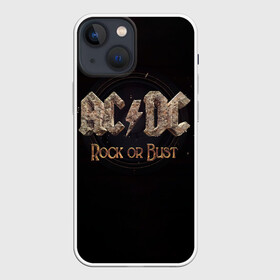 Чехол для iPhone 13 mini с принтом AC DC Rock or Bust в Санкт-Петербурге,  |  | ac dc | acdc | acdc ас дс | angus young | back in black | highway to hell | mckinno | австралийская | ангус янг | ас дс | асдс | блюз | в форме | гитара | группа | крис слэйд | метал | молния | музыка | певец | рок | рок н ролл | стиви янг
