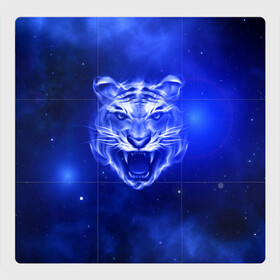 Магнитный плакат 3Х3 с принтом Космический тигр в Санкт-Петербурге, Полимерный материал с магнитным слоем | 9 деталей размером 9*9 см | Тематика изображения на принте: cat | neon | new year | tiger | восточный гороскоп | год тигра | голова | день рождения | дикие животные | зверь | злой кот | злой тигр | кот | кошак | кошка | неоновый | новый год | огненный | оскал | подарок