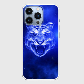 Чехол для iPhone 13 Pro с принтом Космический тигр в Санкт-Петербурге,  |  | cat | neon | new year | tiger | восточный гороскоп | год тигра | голова | день рождения | дикие животные | зверь | злой кот | злой тигр | кот | кошак | кошка | неоновый | новый год | огненный | оскал | подарок