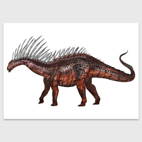 Поздравительная открытка с принтом Шипастый титанозавр в Санкт-Петербурге, 100% бумага | плотность бумаги 280 г/м2, матовая, на обратной стороне линовка и место для марки
 | Тематика изображения на принте: амаргазавр | арт | динозавр | доисторические | рисунок | титанозавр | шип | шипы