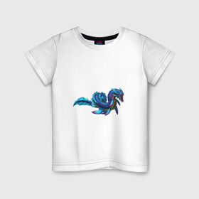 Детская футболка хлопок с принтом Глубинный левиафан в Санкт-Петербурге, 100% хлопок | круглый вырез горловины, полуприлегающий силуэт, длина до линии бедер | арт | глубина | дракон | левиафан | море | океан | рисунок | фантастический зверь | фантастическое животное