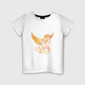 Детская футболка хлопок с принтом Солнечный дракон в Санкт-Петербурге, 100% хлопок | круглый вырез горловины, полуприлегающий силуэт, длина до линии бедер | арт | дракон | рисунок | солнечный зверь | солнце | фантастический зверь | фантастическое животное