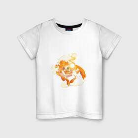 Детская футболка хлопок с принтом Солнечный волк в Санкт-Петербурге, 100% хлопок | круглый вырез горловины, полуприлегающий силуэт, длина до линии бедер | арт | волк | искра | огонь | рисунок | солнечный зверь | солнце | фантастический зверь | фантастическое животное