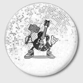 Значок с принтом Гитара сэлфи в Санкт-Петербурге,  металл | круглая форма, металлическая застежка в виде булавки | peace | selfi | гитара | мир | рок | рокер | сэлфи | фотка | электрогитара
