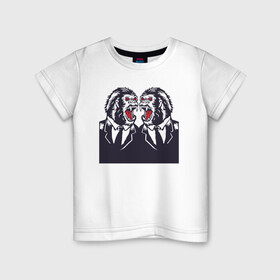 Детская футболка хлопок с принтом Злые обезьяны в костюмах в Санкт-Петербурге, 100% хлопок | круглый вырез горловины, полуприлегающий силуэт, длина до линии бедер | monkey | гориллы | обезьяны | планета обезьян | человек   обезьяна