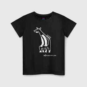 Детская футболка хлопок с принтом Кенгураф в Санкт-Петербурге, 100% хлопок | круглый вырез горловины, полуприлегающий силуэт, длина до линии бедер | Тематика изображения на принте: жираф с руками | кенгуру с жирафом