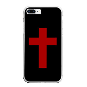 Чехол для iPhone 7Plus/8 Plus матовый с принтом Красный Крест в Санкт-Петербурге, Силикон | Область печати: задняя сторона чехла, без боковых панелей | геометрия | красный крест | крест | минимализм | религия