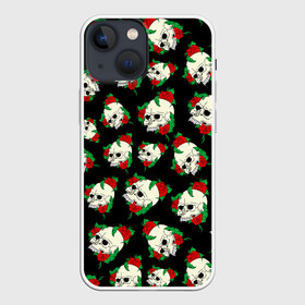 Чехол для iPhone 13 mini с принтом Черепа и розы   Skull and Roses в Санкт-Петербурге,  |  | death | gothic | halloween | horror | roses | skeleton | skillet | skull | готика | готические | жуткий | кости | красные розы | листья | скелет | хеллоуин | хоррор | хэллоуин | цветы | череп | черепа в розах | черепа и розы | черепа с