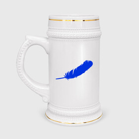 Кружка пивная с принтом Blue Origin logo перо в Санкт-Петербурге,  керамика (Материал выдерживает высокую температуру, стоит избегать резкого перепада температур) |  объем 630 мл | blue origin | блю ориджин | перо