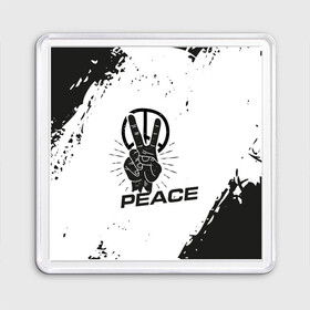 Магнит 55*55 с принтом Peace | Мир (Z) в Санкт-Петербурге, Пластик | Размер: 65*65 мм; Размер печати: 55*55 мм | anarchy | hippies | peace | анархизм | анархия | два пальца | знак | знаки | любовь | мир | хиппи