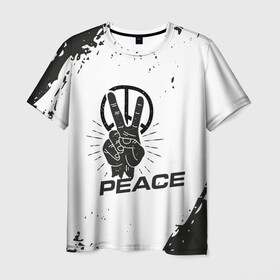 Мужская футболка 3D с принтом Peace | Мир (Z) в Санкт-Петербурге, 100% полиэфир | прямой крой, круглый вырез горловины, длина до линии бедер | anarchy | hippies | peace | анархизм | анархия | два пальца | знак | знаки | любовь | мир | хиппи