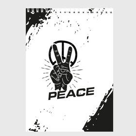 Скетчбук с принтом Peace | Мир (Z) в Санкт-Петербурге, 100% бумага
 | 48 листов, плотность листов — 100 г/м2, плотность картонной обложки — 250 г/м2. Листы скреплены сверху удобной пружинной спиралью | anarchy | hippies | peace | анархизм | анархия | два пальца | знак | знаки | любовь | мир | хиппи