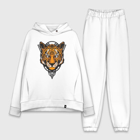 Женский костюм хлопок Oversize с принтом Tiger Style в Санкт-Петербурге,  |  | 2022 | animal | cat | lion | tiger | год тигра | животные | зубы | кот | кошка | лев | охотник | полосатый | природа | тигр | тигренок | тигрица | хищник