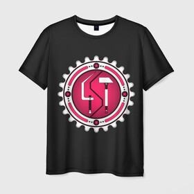 Мужская футболка 3D с принтом ZNB-Team в Санкт-Петербурге, 100% полиэфир | прямой крой, круглый вырез горловины, длина до линии бедер | flat design | znb | звезда | розовая | серп молот | текст | черный | шестерёнка