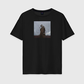 Женская футболка хлопок Oversize с принтом Круг Ветров в Санкт-Петербурге, 100% хлопок | свободный крой, круглый ворот, спущенный рукав, длина до линии бедер
 | альбом | круг ветров | обложка | обложка альбома | реп | рэп | хип хоп