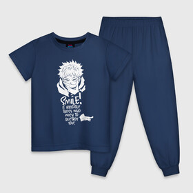 Детская пижама хлопок с принтом Итадори Юдзи Магическая битва в Санкт-Петербурге, 100% хлопок |  брюки и футболка прямого кроя, без карманов, на брюках мягкая резинка на поясе и по низу штанин
 | Тематика изображения на принте: anime | jujutsu kaisen | manga | sorsery fight | yuji itadori | аниме | джутсу кайсен | дзюдзюцу кайсэн | засранец | итадори юдзи | маг | магическая битва | манга | проклятия | сосуд для сукуна