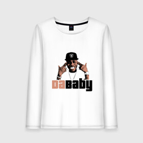 Женский лонгслив хлопок с принтом DaBaby в Санкт-Петербурге, 100% хлопок |  | baby jesus | dababy | rapper dababy | джонатан линдейл кирк | рэп | рэпер