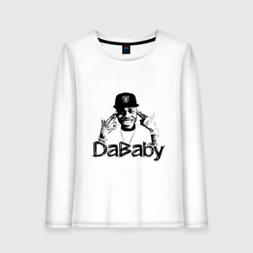 Женский лонгслив хлопок с принтом DaBaby в Санкт-Петербурге, 100% хлопок |  | baby jesus | dababy | rapper dababy | джонатан линдейл кирк | рэп | рэпер