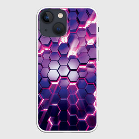 Чехол для iPhone 13 mini с принтом АБСТРАКЦИЯ | СОТЫ в Санкт-Петербурге,  |  | 3d плиты | abstraction | glow | honeycomb | neon steel | rift | абстракция | неоновые плиты | разлом | свечение | соты