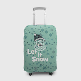 Чехол для чемодана 3D с принтом Зима снежинки в Санкт-Петербурге, 86% полиэфир, 14% спандекс | двустороннее нанесение принта, прорези для ручек и колес | let it snow | зима | идёт снег | медведь | метель | нг | новый год | рождество | снег | снегопад | снежинки