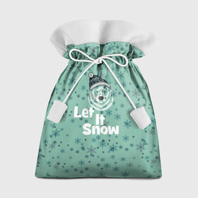 Подарочный 3D мешок с принтом Зима снежинки в Санкт-Петербурге, 100% полиэстер | Размер: 29*39 см | Тематика изображения на принте: let it snow | зима | идёт снег | медведь | метель | нг | новый год | рождество | снег | снегопад | снежинки