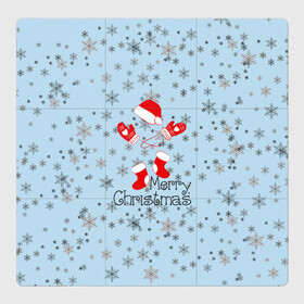 Магнитный плакат 3Х3 с принтом Рождественская метель  в Санкт-Петербурге, Полимерный материал с магнитным слоем | 9 деталей размером 9*9 см | let it snow | merry christmas | зима | идёт снег | медведь | метель | нг | новый год | рождество | с рождеством | снег | снегопад | снежинки