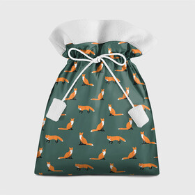 Подарочный 3D мешок с принтом Лисы паттерн в Санкт-Петербурге, 100% полиэстер | Размер: 29*39 см | Тематика изображения на принте: животные | звери | зеленый цвет | лесные животные | лиса | лисы | оранжевый | паттерн | рыжий