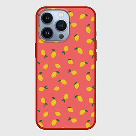 Чехол для iPhone 13 Pro с принтом Лимоны на кораловом в Санкт-Петербурге,  |  | еда | кораловый цвет | лимонный | лимоны | минималистичный | оранжевый | паттерн | упорядоченный паттерн | цитрусовые