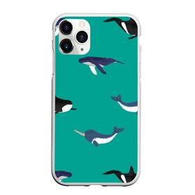 Чехол для iPhone 11 Pro Max матовый с принтом Нарвал, киты, касатка паттерн в Санкт-Петербурге, Силикон |  | изумрудно зеленый цвет | касатки | киты | морская фауна | морские животные | морские жители | нарвал | океан | паттерн