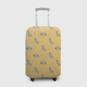 Чехол для чемодана 3D с принтом Еноты паттерн в Санкт-Петербурге, 86% полиэфир, 14% спандекс | двустороннее нанесение принта, прорези для ручек и колес | pattern | raccoons | еноты | забавные животные | звери | кремовый | охра | охристый | паттерн | песочный цвет | светло желтый