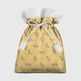 Подарочный 3D мешок с принтом Еноты паттерн в Санкт-Петербурге, 100% полиэстер | Размер: 29*39 см | pattern | raccoons | еноты | забавные животные | звери | кремовый | охра | охристый | паттерн | песочный цвет | светло желтый