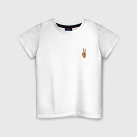 Детская футболка хлопок с принтом Peace | Мир (Z) в Санкт-Петербурге, 100% хлопок | круглый вырез горловины, полуприлегающий силуэт, длина до линии бедер | anarchy | hippies | peace | анархизм | анархия | два пальца | любовь | мир | хиппи