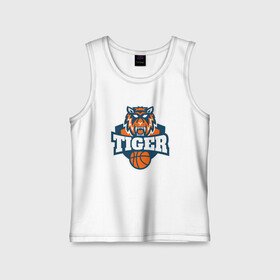 Детская майка хлопок с принтом Tiger Basketball в Санкт-Петербурге,  |  | 2022 | animal | basketball | cat | lion | nba | tiger | баскетбол | год тигра | животные | зверь | зубы | кот | кошка | лев | нба | охотник | полосатый | природа | спорт | тигр | тигренок | тигрица | хищник