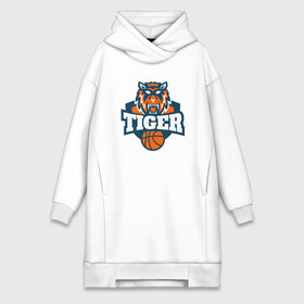 Платье-худи хлопок с принтом Tiger Basketball в Санкт-Петербурге,  |  | 2022 | animal | basketball | cat | lion | nba | tiger | баскетбол | год тигра | животные | зверь | зубы | кот | кошка | лев | нба | охотник | полосатый | природа | спорт | тигр | тигренок | тигрица | хищник