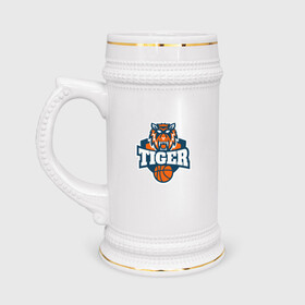 Кружка пивная с принтом Tiger Basketball в Санкт-Петербурге,  керамика (Материал выдерживает высокую температуру, стоит избегать резкого перепада температур) |  объем 630 мл | 2022 | animal | basketball | cat | lion | nba | tiger | баскетбол | год тигра | животные | зверь | зубы | кот | кошка | лев | нба | охотник | полосатый | природа | спорт | тигр | тигренок | тигрица | хищник